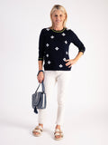 A Navy/White Diamond Pattern Jumper – Understated Elegance