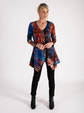 Black/Cobalt/Copper Lace Batik Burnout Jersey Cardigan