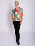 Cream/Orange Graphic Patchwork Sweater