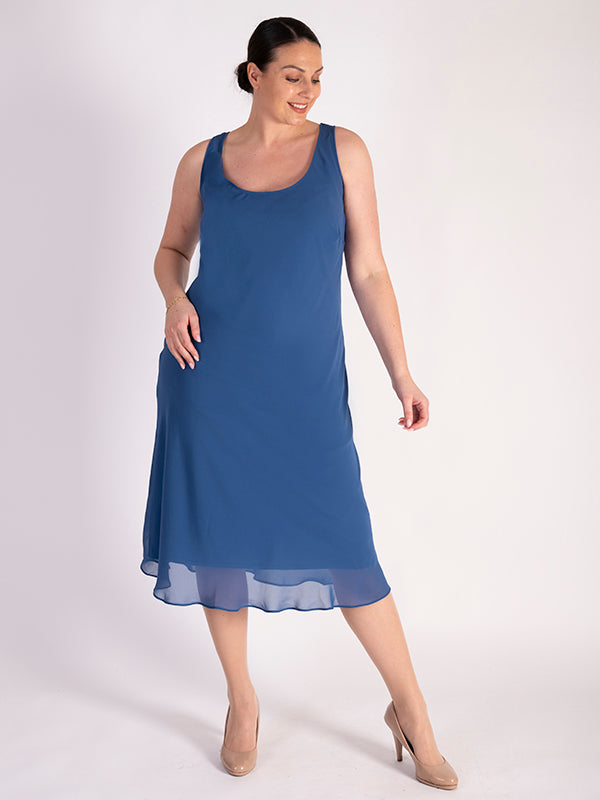 Azure Bias Cut Chiffon Dress