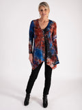 Black/Cobalt/Copper Lace Batik Burnout Jersey Cardigan