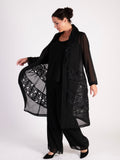 Black Jersey Lined Crepe Chiffon Trousers