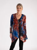 Black/Cobalt/Copper Lace Batik Burnout Jersey Cardigan