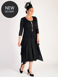 Black Layered Crush Pleat Dress