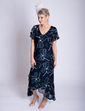 Navy/White Silk Floral Devoree Dress