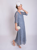 Platinum Lace Dress with Gold Foil Shimmer