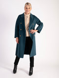 Luxury Green Cashmere Wool Mix Long Buttoned Coat  - Promotion Until 31st October 2024