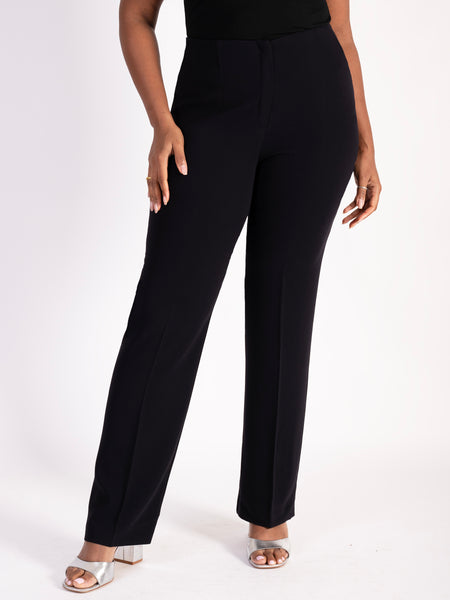 Black Straight Leg Crepe Satin Trousers - Promotion Until 17th January