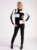 A Black/White Abstract Shapes Jumper With Diamanté Detail