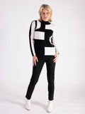 A Black/White Abstract Shapes Jumper With Diamanté Detail