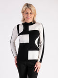 A Black/White Abstract Shapes Jumper With Diamanté Detail