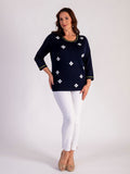 A Navy/White Diamond Pattern Jumper – Understated Elegance