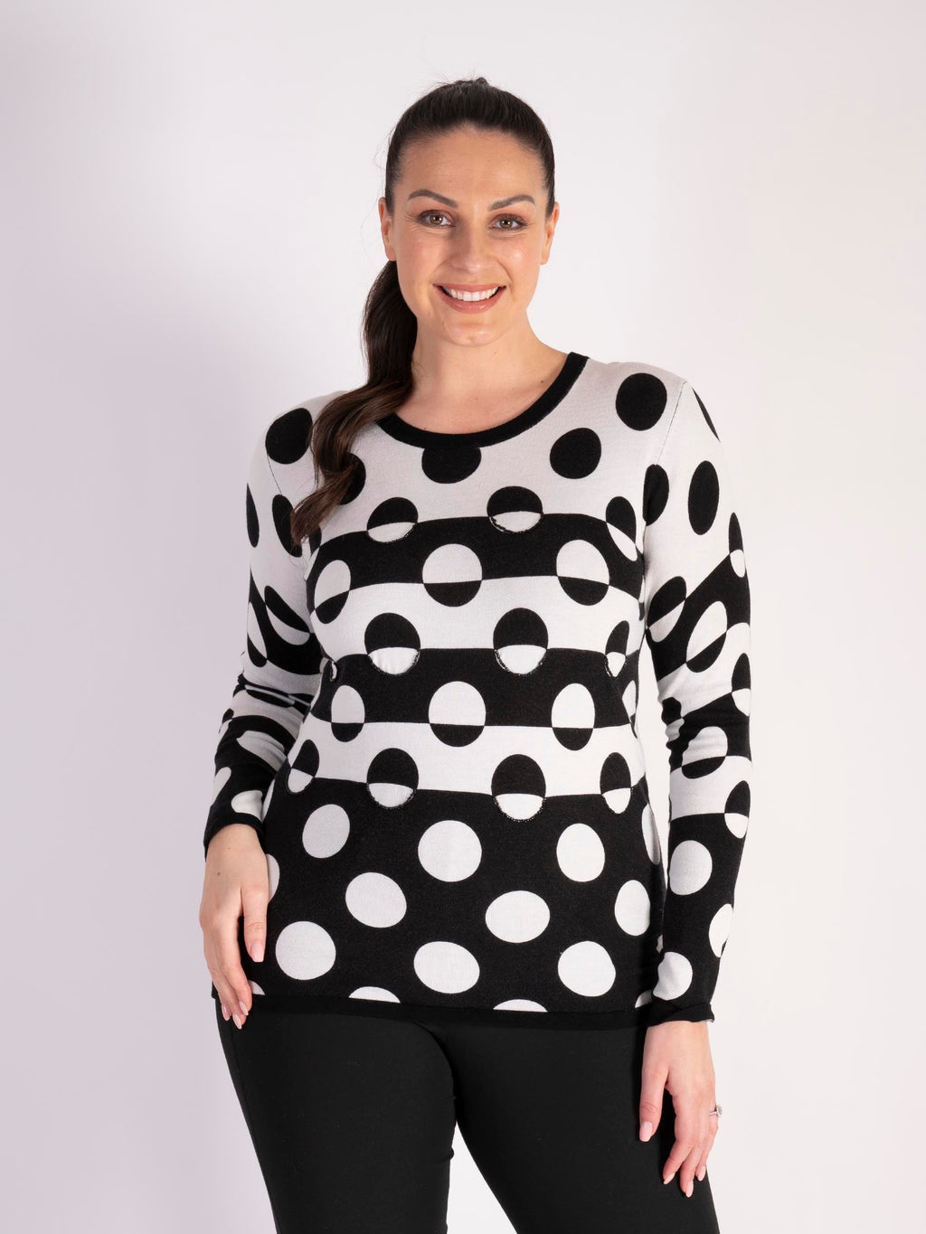 Black White Beaded Dotted Jumper