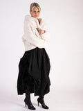 Uchuu Black Hi-Lo Skirt With Floral Appliques