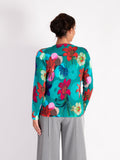 A Turquoise/Multi Fine Knit Floral Sweater