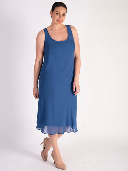 Azure Bias Cut Chiffon Dress | Chesca Direct