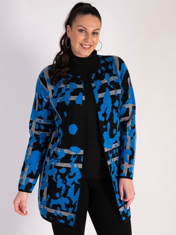 Black/Cobalt Abstract Cardigan