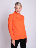 Orange Split Zip Collar Jumper with Pockets