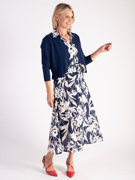 Navy/White Flower Shirt Dress