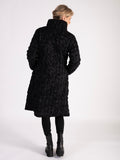 Black Paisley Flocked Quilted Reversible Zip Long Coat