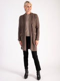 100% Cashmere Coffee Textured Cardigan with Fringe Details