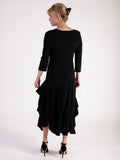 Uchuu Black Jersey Dress with Draped Skirt