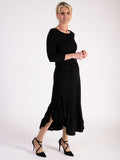 Uchuu Black Jersey Dress with Draped Skirt