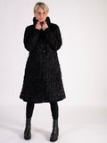 Black Paisley Flocked Quilted Reversible Zip Long Coat