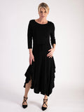 Uchuu Black Jersey Dress with Draped Skirt