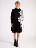 Uchuu Black Newsprint Contrast Knee Length Shirt Dress