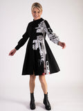 Uchuu Black Newsprint Contrast Knee Length Shirt Dress