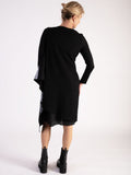 A Uchuu Black Dress with Abstract Printed Panel and Buckle