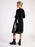 A Uchuu Black Dress with Abstract Printed Panel and Buckle