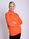 Orange Split Zip Collar Jumper with Pockets