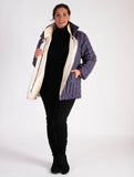 Blueberry Sorbet/White Zip Front Quilted Reversible Suedette Jacket - Black Friday Comes Early