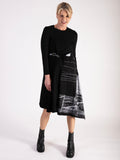 A Uchuu Black Dress with Abstract Printed Panel and Buckle