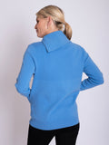 Sky Blue Split Zip Collar Jumper with Pockets