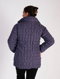 Blueberry Sorbet/White Zip Front Quilted Reversible Suedette Jacket - Black Friday Comes Early