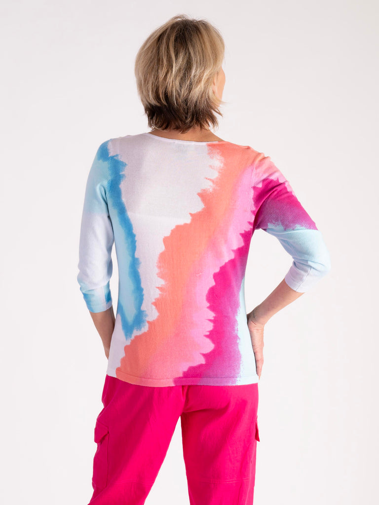 White/Multi Watercolour Pastels Jumper Chesca Direct