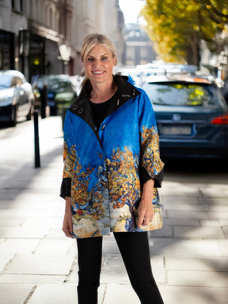 Van Gogh Mulberry Tree / Black Reversible Raincoat