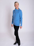Sky Blue Split Zip Collar Jumper with Pockets