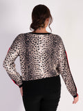 Black/Beige Leopard & Diamante With Black Panel Pullover