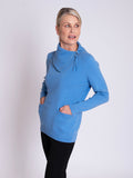 Sky Blue Split Zip Collar Jumper with Pockets