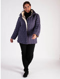 Blueberry Sorbet/White Zip Front Quilted Reversible Suedette Jacket - Black Friday Comes Early