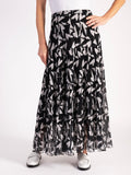 Black/White Contrast Geometric Pleated Skirt – Elegant and Timeless Style