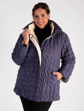 Blueberry Sorbet/White Zip Front Quilted Reversible Suedette Jacket - Black Friday Comes Early