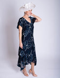 Navy/White Silk Floral Devoree Dress