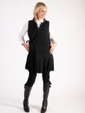 Uchuu Black Tied Waistcoat with Pleated Hem