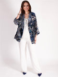Cobalt/Pewter Paisley Lace Velvet Devoree Kimono Jacket