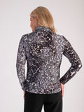 White/Grey Burnout Animal Print Cowl Neck Top